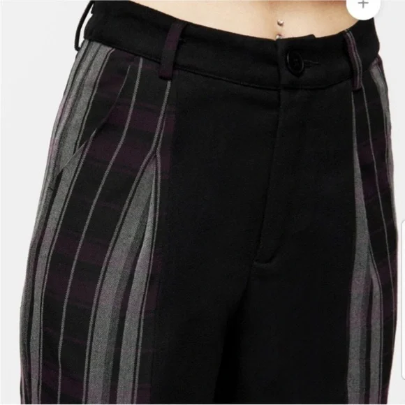 Disturbia Gambit Spliced Check Goth Tapered Trousers Size 6 NWT - Picture 3 of 12